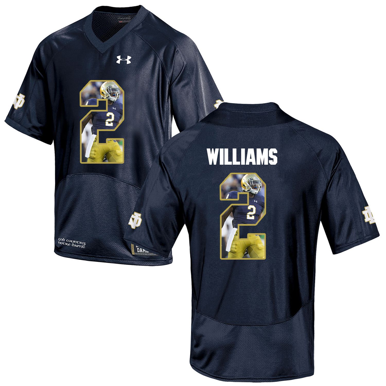 Men Norte Dame Fighting Irish 2 Williams Navy Blue Fashion Edition Customized NCAA Jerseys